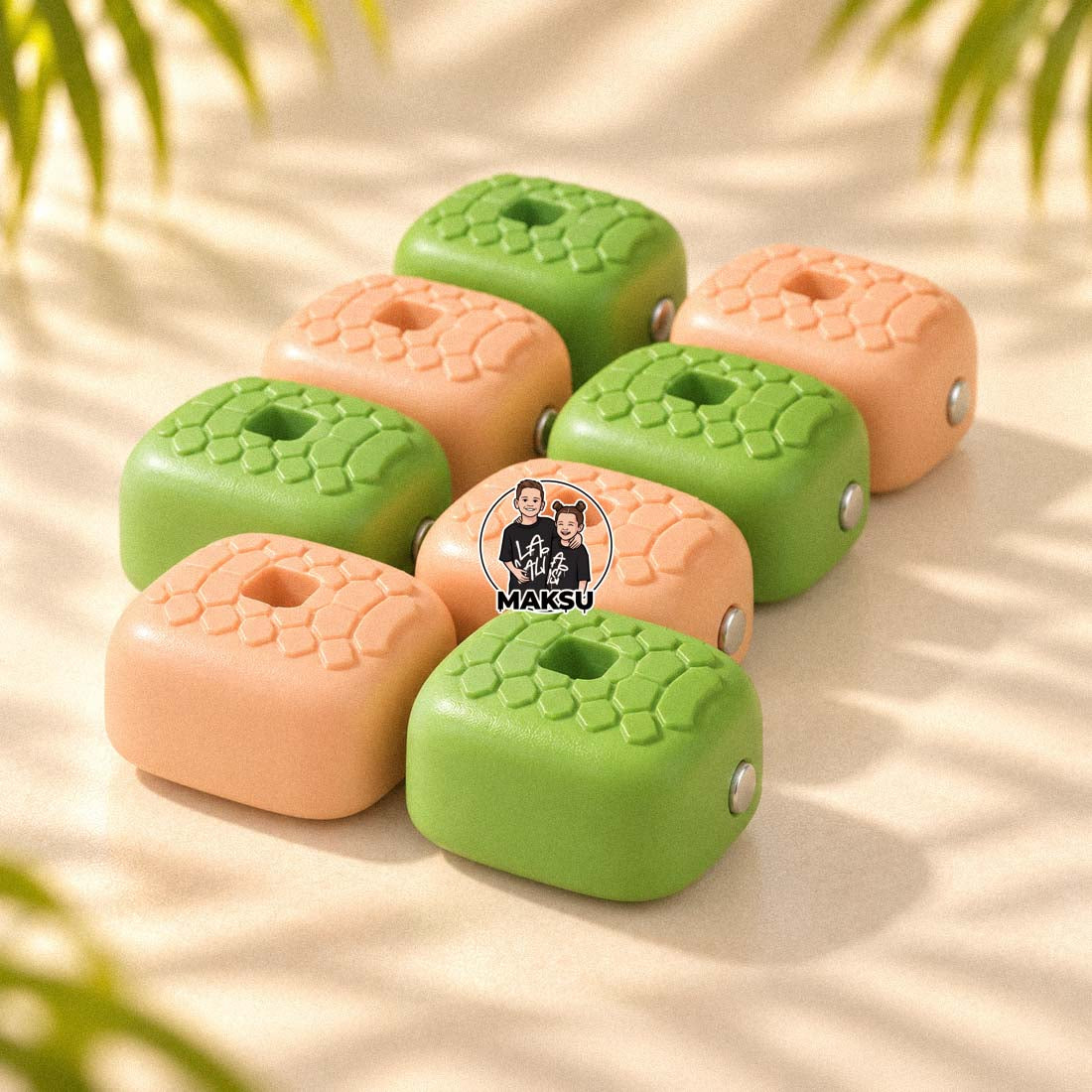 Refill Pack of 8 extra magnetic blocks in green and cream for the remote control snake