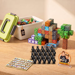 Cubo de almacenaje con 400 cubos magnéticos pixelados: aldea, 20 minifiguras sorpresa y hoja de ideas — 6