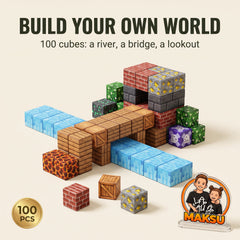 100 cubos magnéticos pixelados convertidos en un río, un puente y un mirador — 7