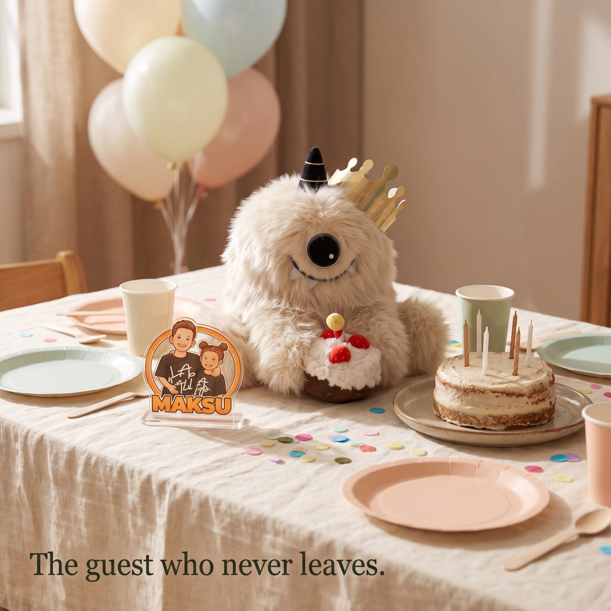 Party Yeti على طاولة عيد ميلاد طفل